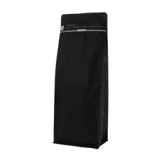 Bolsa de fondo plano con cierre de frente - mate negro - 95x185+{30+30} mm (450ml)