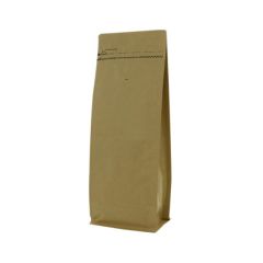 Bolsa de café de fondo plano papel kraft con cierre de frente - marrón - 110 gr (95x185+{30+30} mm)
