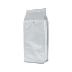 Bolsa de café de fondo plano - mate plata - 1 kg (140x350+{47,5+47,5} mm)