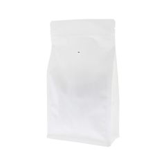 Bolsa de café de fondo plano con cierre - mate blanco (100% reciclable)