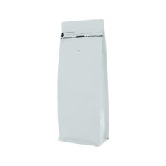 Bolsa de café de fondo plano con cierre de frente - mate blanco