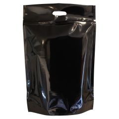 Bolsa stand-up con asa - brillante negro - 300x500+{75+75} mm (8 ltr)