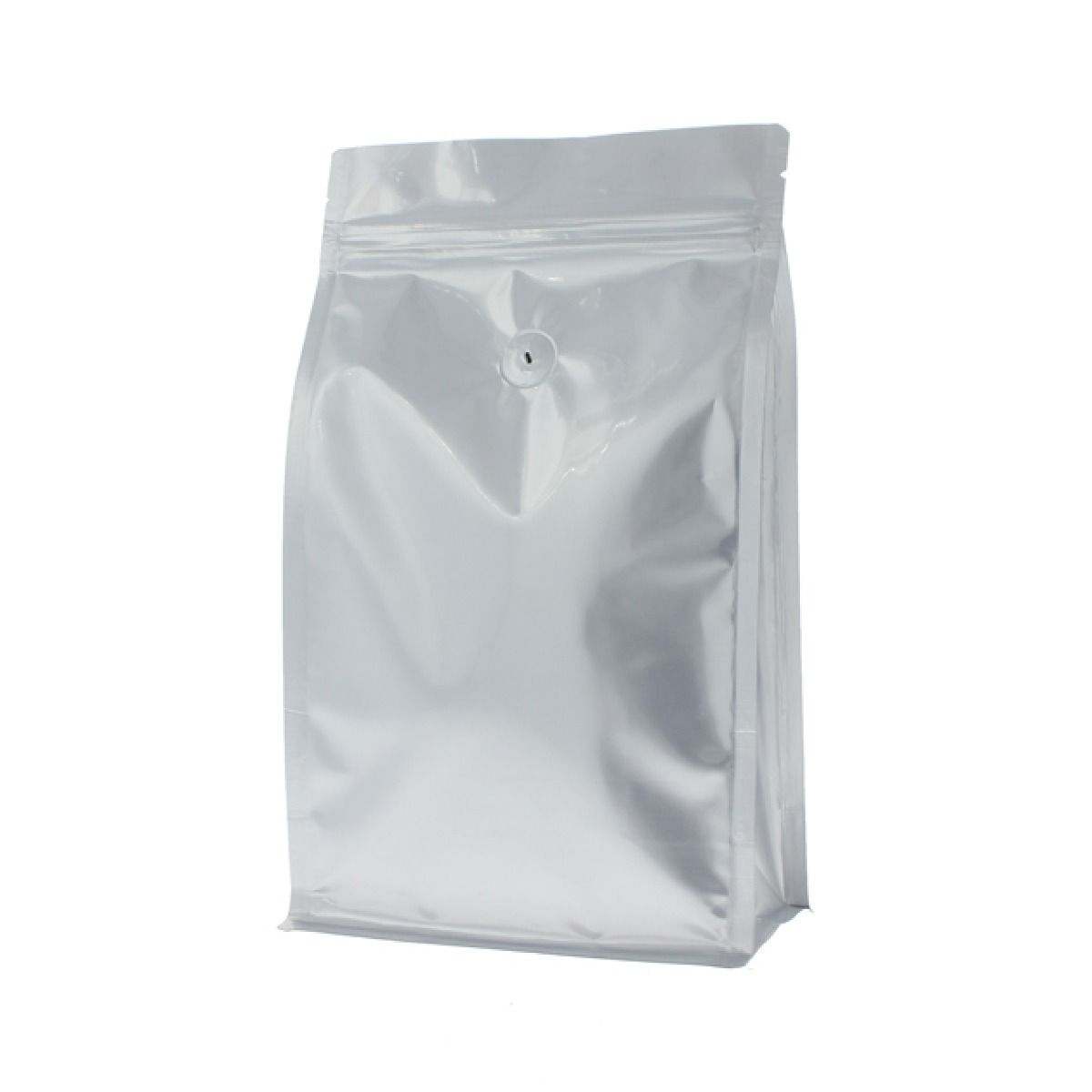 Bolsa de café de fondo plano con cierre - mate plata