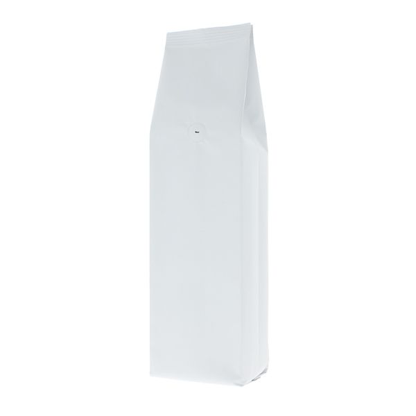 Bolsa de café con fuelle lateral - mate blanco