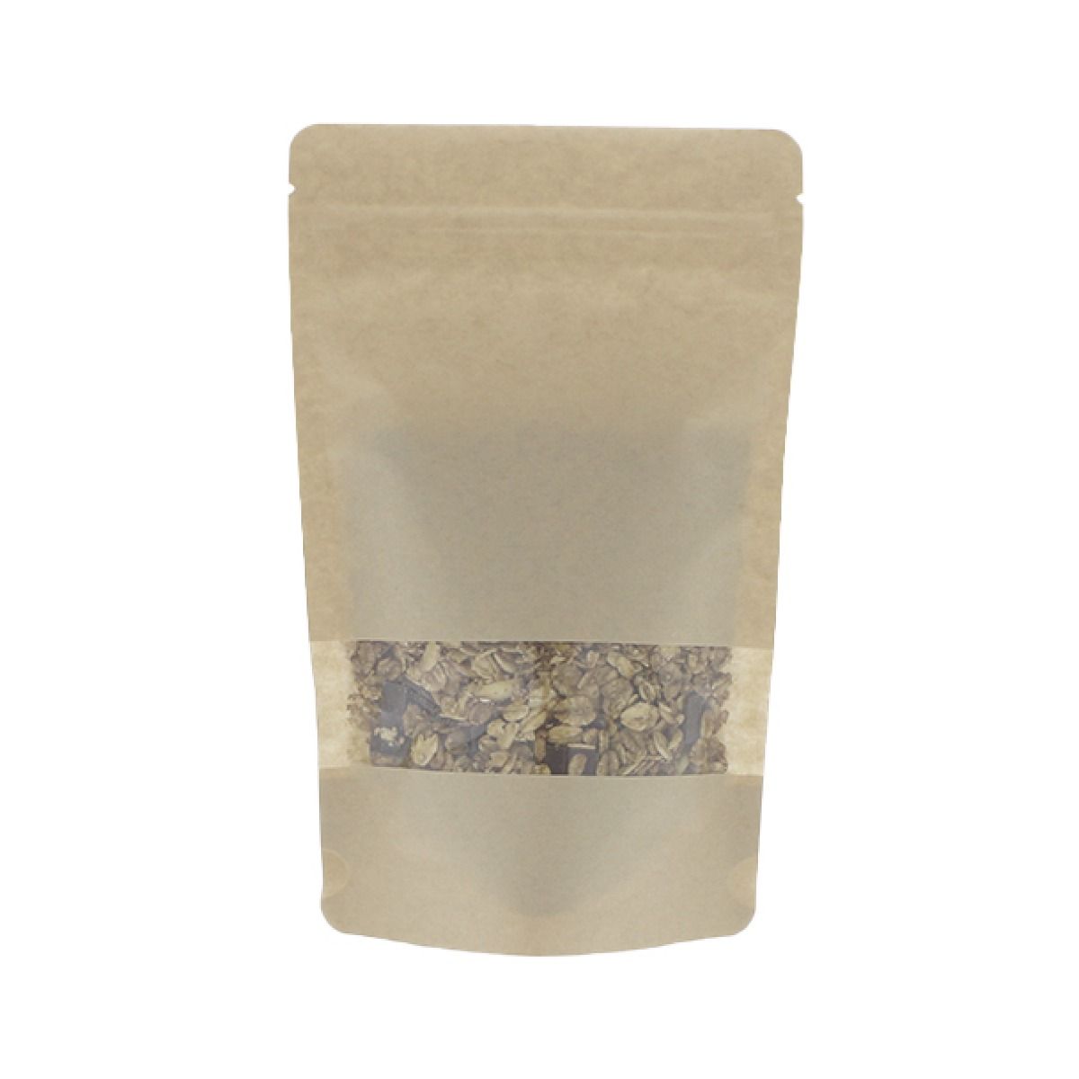 Bolsa stand-up papel kraft con ventana - marrón