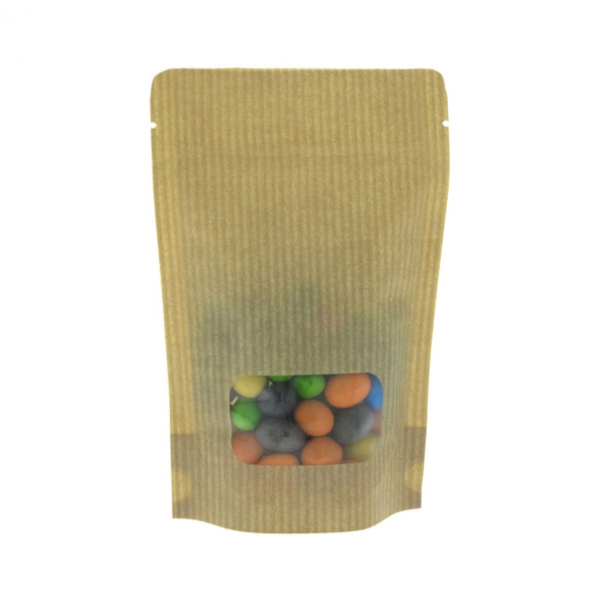Bolsa stand-up con ventana - kraft look