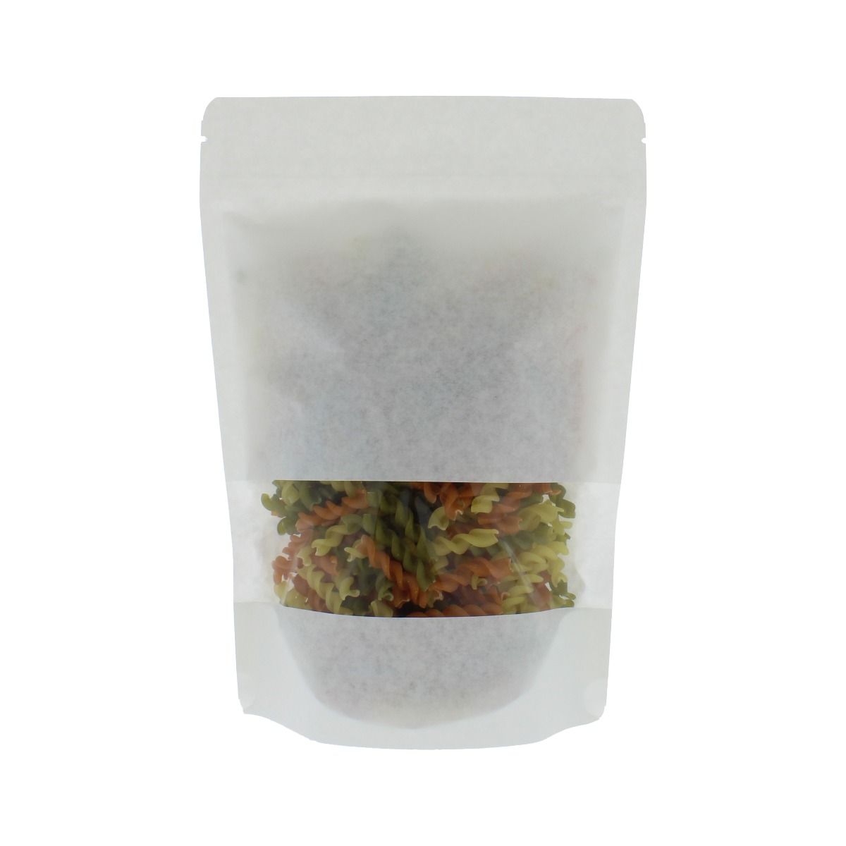 Bolsa stand-up papel kraft con ventana - blanco