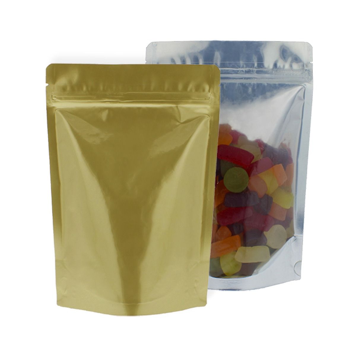 Bolsa stand-up - transparante / mate oro 