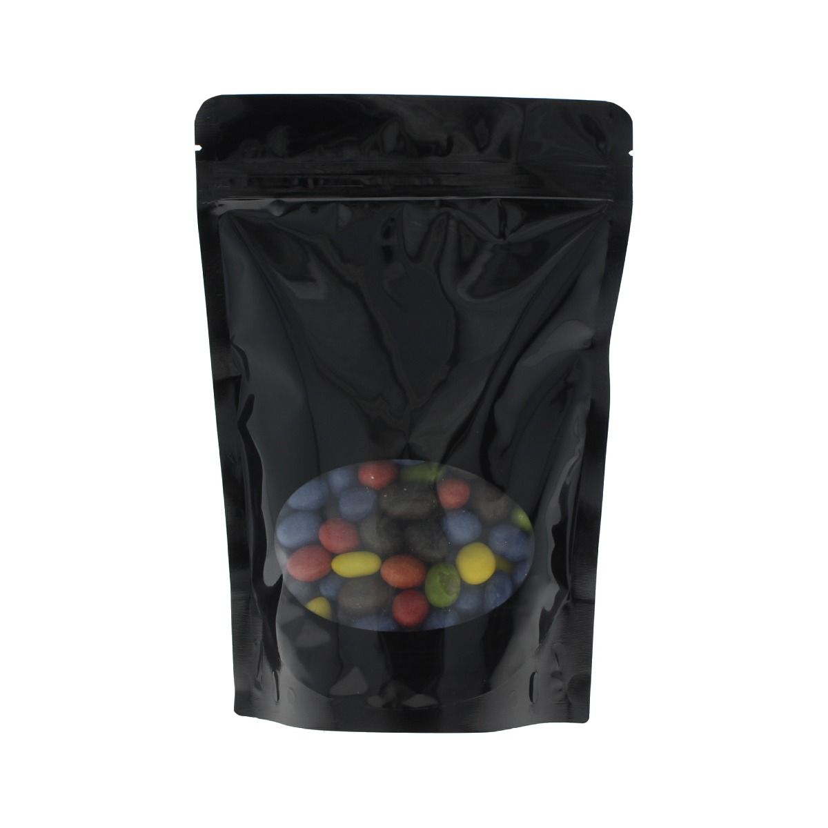 Bolsa stand-up con oval ventana - brillante negro