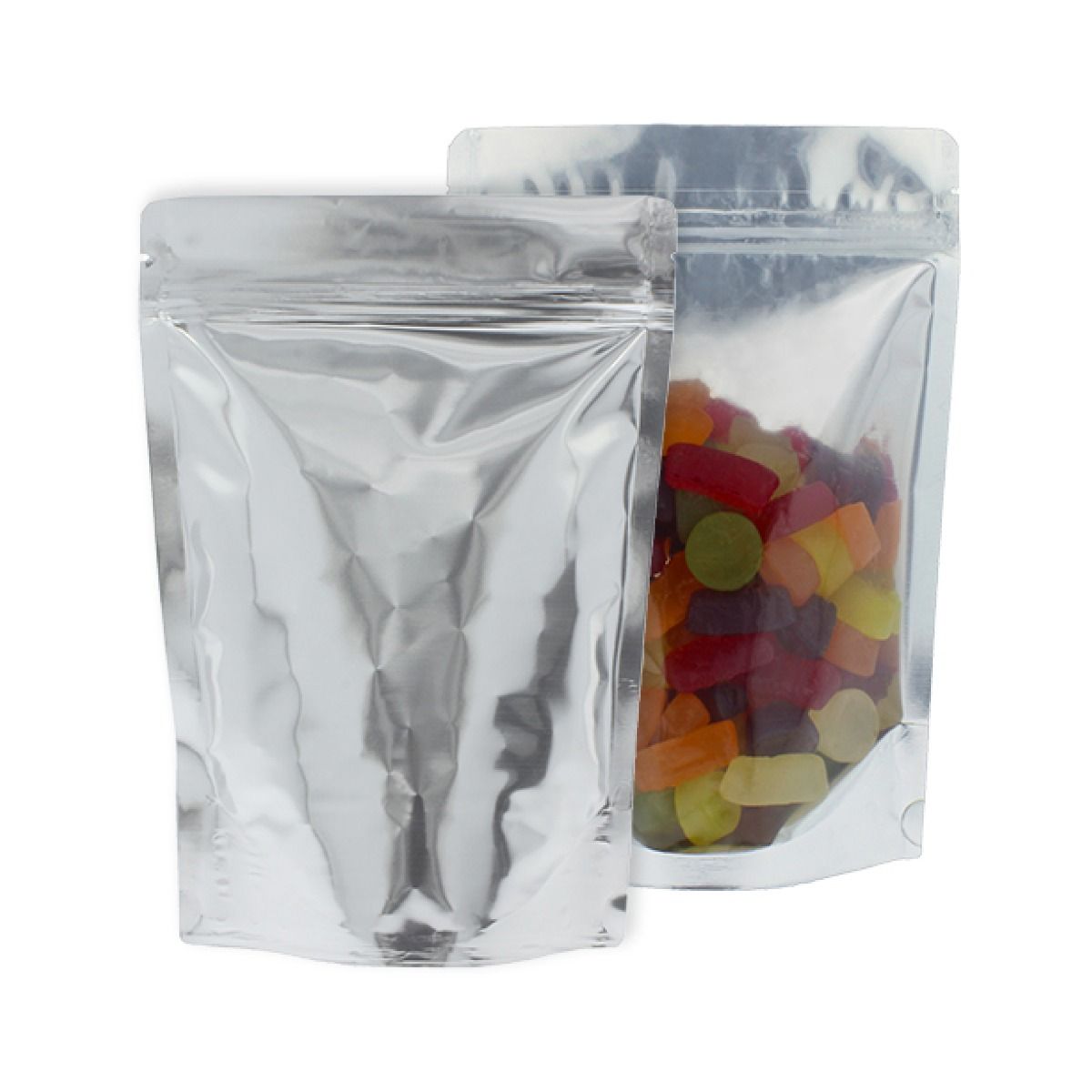 Bolsa stand-up - transparante / brillante plata