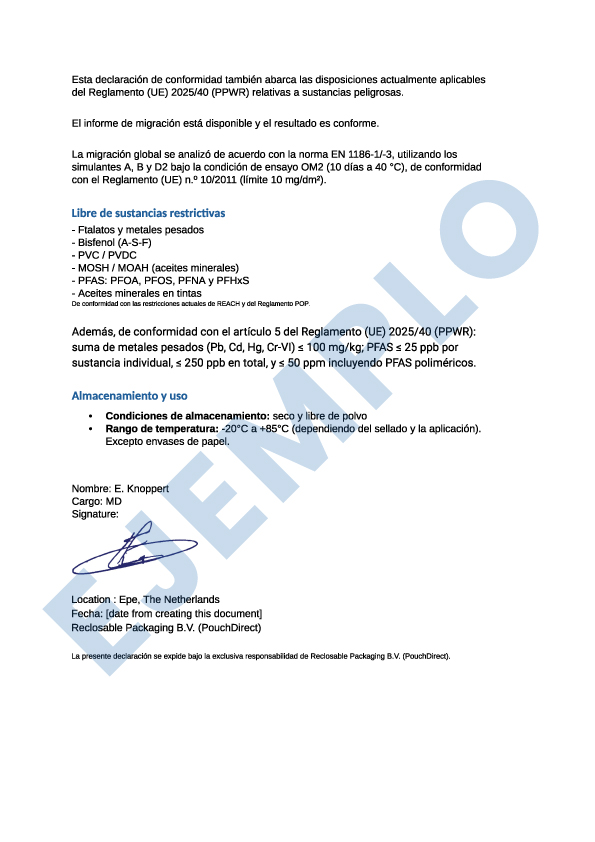 Declaración de conformidad (DoC)